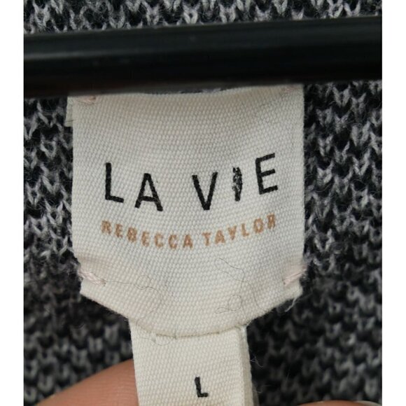 NWOT Rebecca Taylor La Vie Leopard Print V-neck Button Up Cardigan Black Gray L - Picture 6 of 7